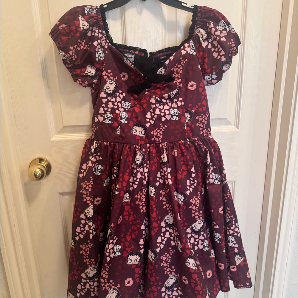 Unique Vintage Burgundy and Pink Dress NEVER WORN